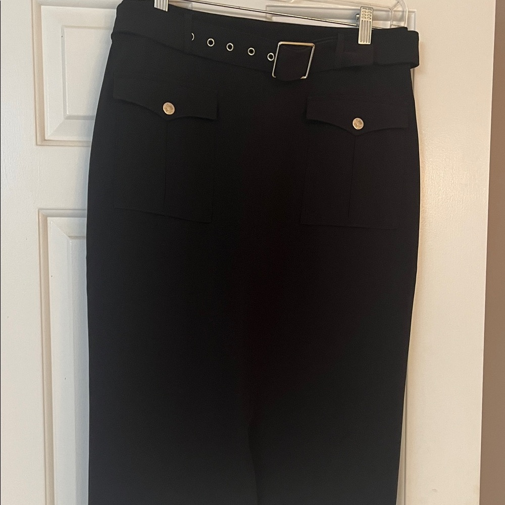 WHBM Elegant Black Belted Skirt